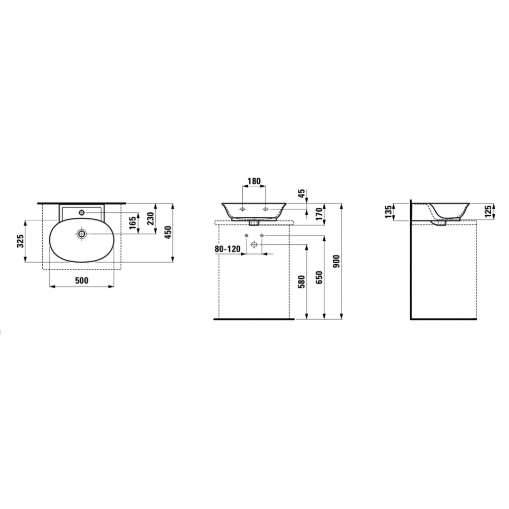Раковина Laufen New Classic 8.1685.2.757.104.1 50 х 45 х 17 см, SaphirKeramik, 1 отверстие, белый ма