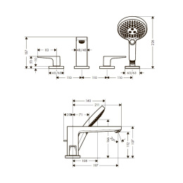 Смеситель для ванны и душа Hansgrohe Metropol (74553000) хром