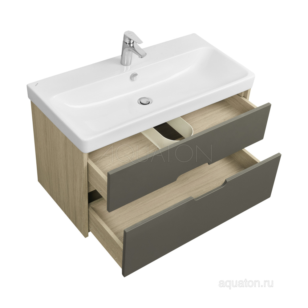 Фото Тумба под раковину Aquaton Оливия 90 грей, дуб ойстер 1A254401OLUG0