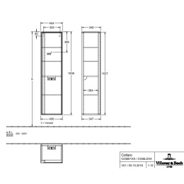 Villeroy Boch Collaro C036D1VJ Шкаф пенал для ванной комнаты, петли справа (Nordic Oak)