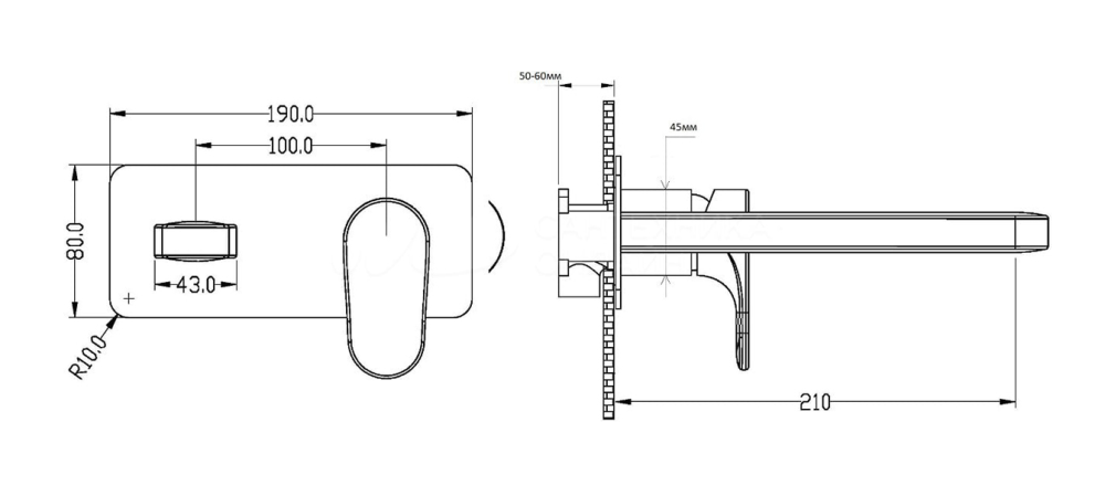 Фото Смеситель для раковины Boheme Spectre (455-MG) скрытого монтажа, золото матовое
