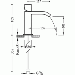 Фото Смеситель однорычажный для умывальника Tres Cuadro 00610102D с донным клапаном