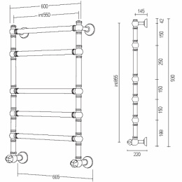 Водяные полотенцесушители Полотенцесушитель водяной Margaroli Armonia 9-464-5, 94645505EGN, английское золото