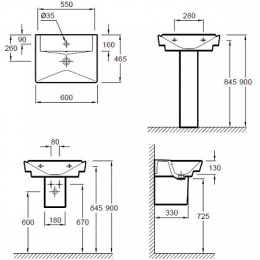 JacobDelafonReve E4802-00+EB1130-G1C Комплект раковина 60x46,5 см + мебель под раковину 60 см (57,3 