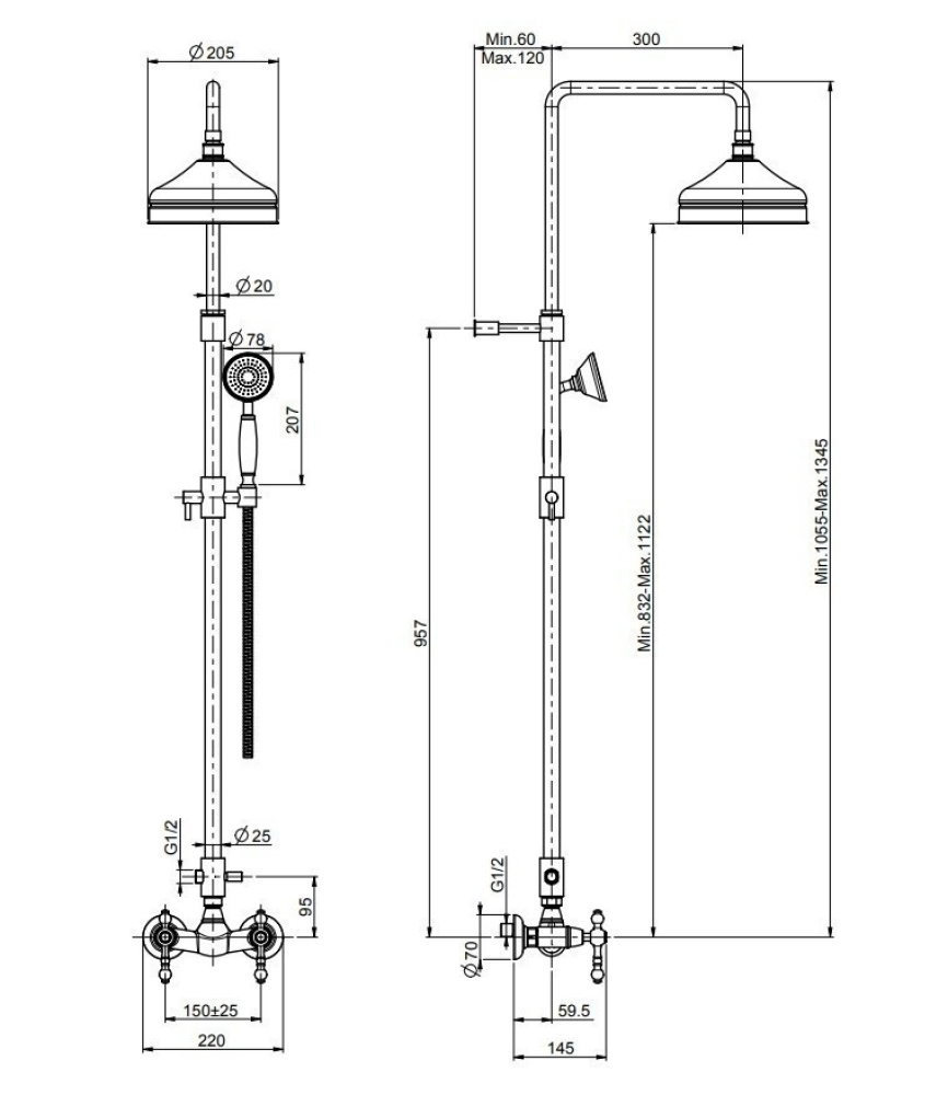 Душевая система Fima Carlo Frattini Epoque (F5055/2CR) хром