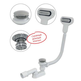 Слив-перелив AlcaPlast A516CKM Click/Clack с плоским переливом, хром