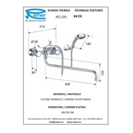 Смеситель Remer для ванны длинный нос RR 04ex VICTORIA ceramic