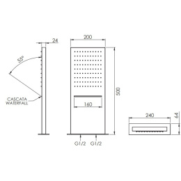 Remer SHOWERS RR350SS CA Душевая головка настенная 500*200mm (сталь)