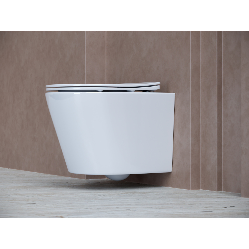 Подвесной унитаз Ceramicanova Balearica CN6000 с микролифтом, безободковый Белый
