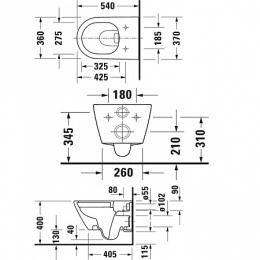 Унитаз подвесной Duravit D-Neo 2577090000, белый