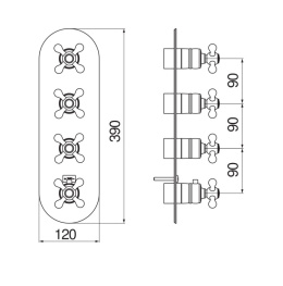 Смеситель термастатический для душа Nobili GRC5103GDP на 3 потребителя, золото