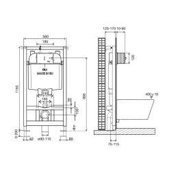 Инсталляционная система OLI 74. 
под пневматическую панель слива 601804
