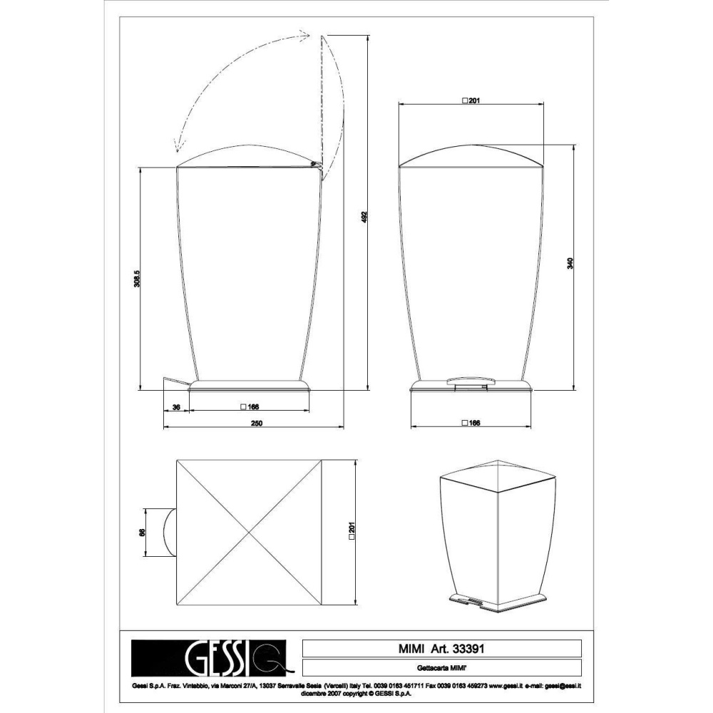 Корзина для мусора Gessi Mimi (33391#031) хром