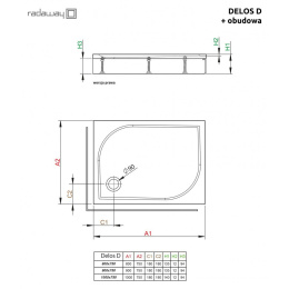 Акриловый поддон для душа Radaway Delos D 90x75x13,5 L Белый 4D97514-03L