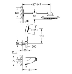 Grohe SmartControl 26443000 Душевая система, с термостатом
