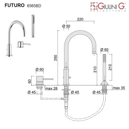 Смеситель для ванны Giulini Futuro на борт ванны хром  F6565BD