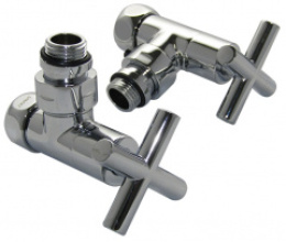 Вентиль для полотенцесушителя Aquanet 3/4" x 1/2"г/ш, угловой крест, отражатель SMT8200SCH0405/2C