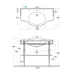Фото Консоль под раковину Globo Paestum (PATC22) хром