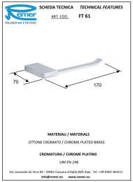 Фото Держатель туалетной бумаги REMER Flat (FT61CR) хром