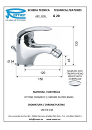 Фото Смеситель Remer для биде RR G20