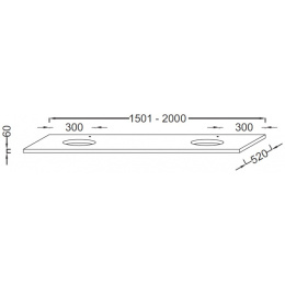 EB58-1800-E10 столешница PARALLEL 1800 мм с отверстием для умывальника E4439 и отверстием для смесит