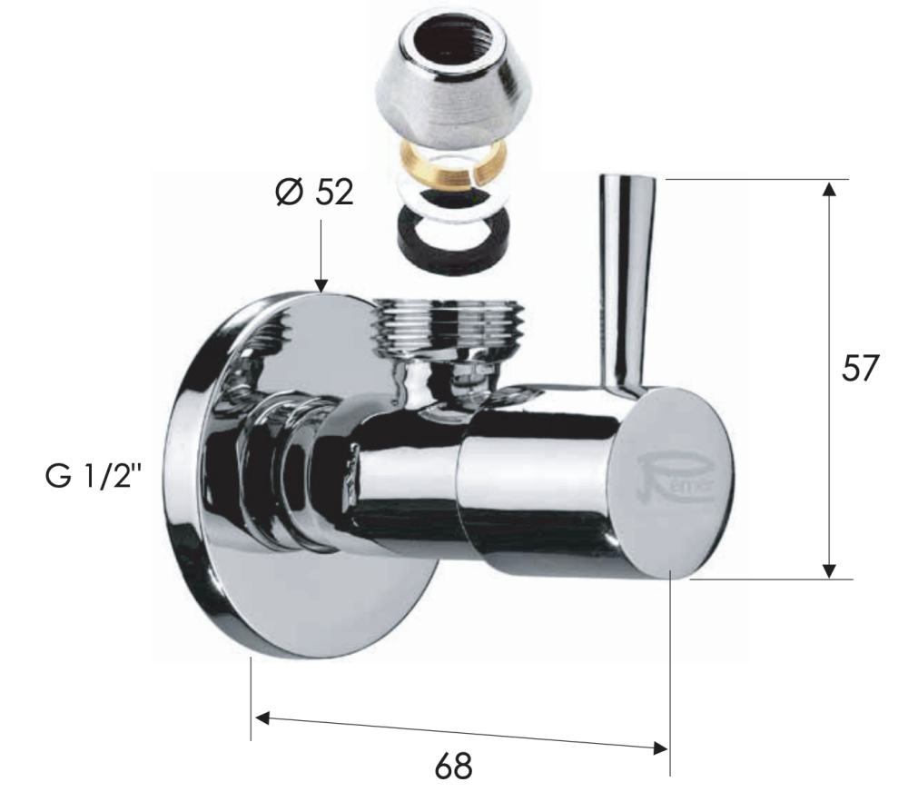 Фото Запорный вентиль 1/2*10 Remer 128L1210