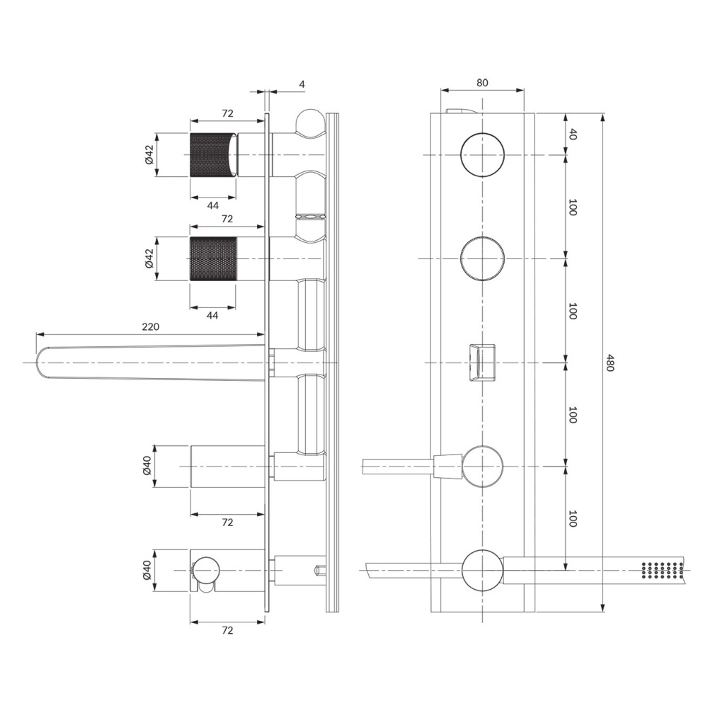 Смеситель для ванны скрытого монтажа OMNIRES CONTOUR CT8037/1AT (антрацит)