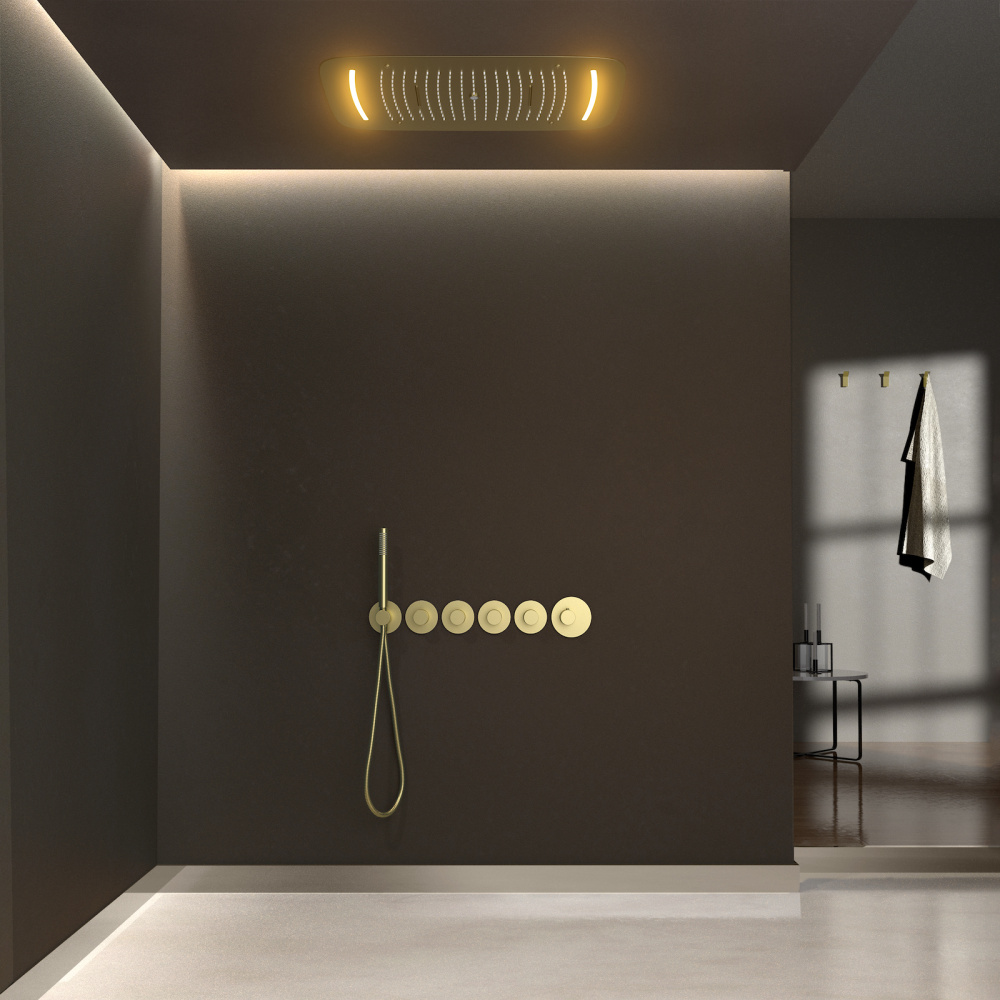 Фото Душевая система встроенная с термостатом Timo Saona SX-2319/17SM золото матовое