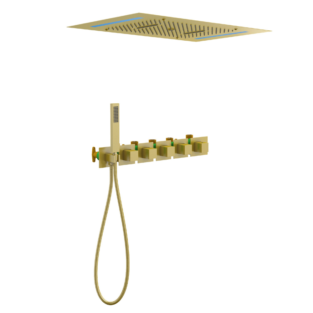 Фото Душевая система встроенная с термостатом Timo Petruma SX-5229/17SM золото матовое
