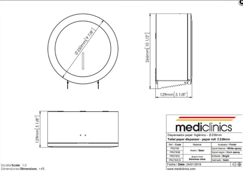 Фото Диспенсер туалетной бумаги Mediclinics PR2783B черный матовый