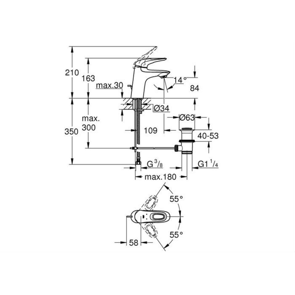 Grohe Eurostyle 23564003 Смеситель для раковины, стандартный