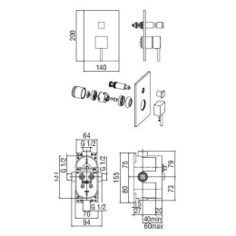 NOBILI Cube Infinity CB500KECR_WE80100 Смеситель для душа (хром)