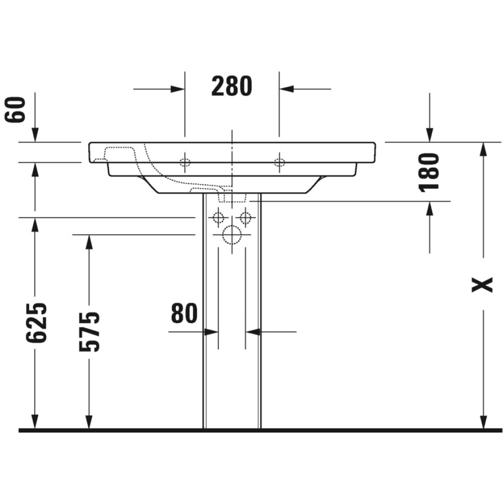 Умывальник 85 см Duravit D-Code XB034285, белый