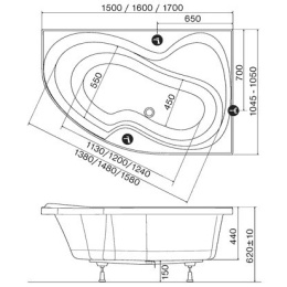 Акриловая ванна 160x105 Ravak (CL21000000), угловая