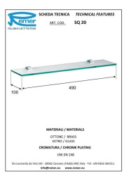 Remer SQ SQ20CR Полка для ванной комнаты 490 мм (прозрачное стекло | хром)