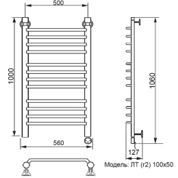 Полотенцесушитель электрический Ника Trapezium ЛТ (г2), правый тэн ЛТ Г2 100/50 прав