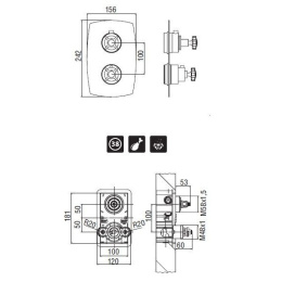 Смеситель NOBILI Carlos PrimeroT3 WE00874/ST3CR_WE42801/SCR Термостат для душа
