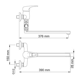 Смеситель для ванны с длинным изливом WasserKRAFT Oder 6302L хром
