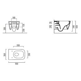 Унитаз подвесной GSI NUBES 961511 55х35 белый глянцевый