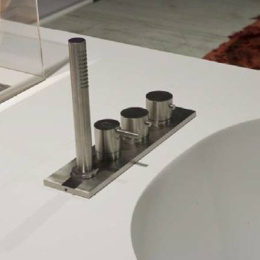 Фото Antonio Lupi Ayati AY702SA Смеситель на борт ванны на 4 отв., цвет: шлифованная сталь