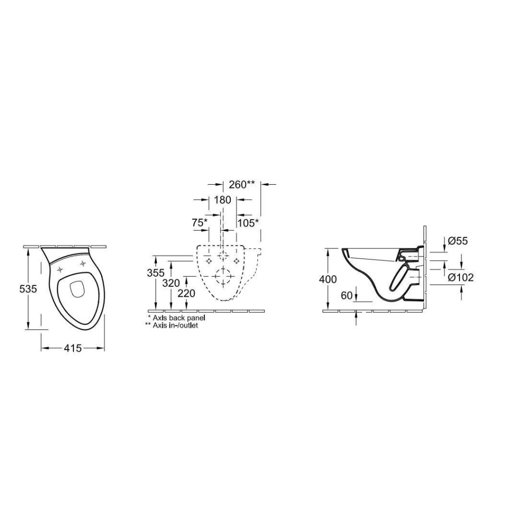 Подвесной унитаз 66641R01 Villeroy Boch Oblic