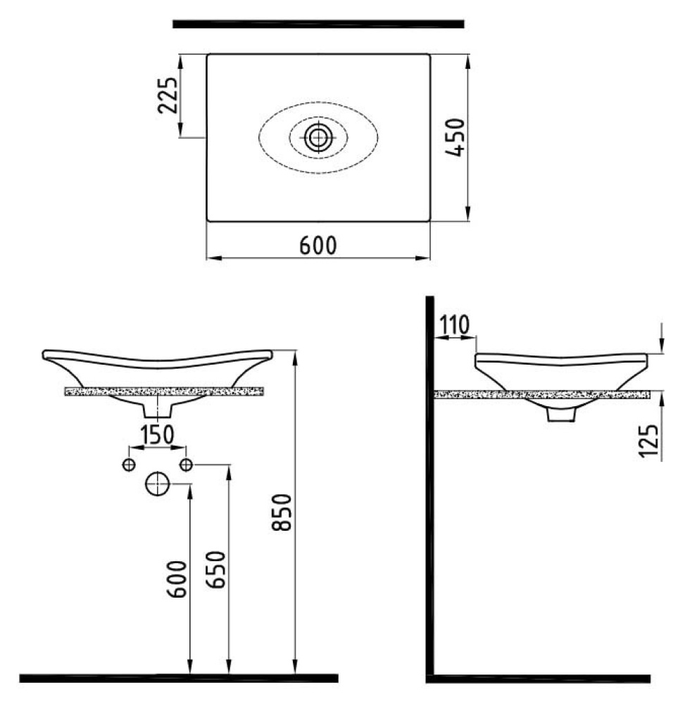 Фото Раковина Bien Lotus LTLU06001FD0W3000 60 x 45 x 12.5 см врезная под столешницу, белый
