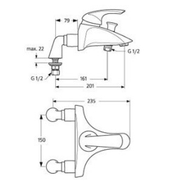 Ideal Standard Tonic A5273AA Смеситель на борт ванны