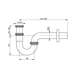 Фото Сифон к ум-ку A432, хромир. латунь d32, с накидной