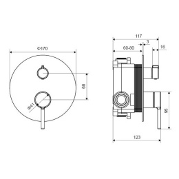 Фото Excellent PI chrome AREX.1245CR Смеситель для душа скрытого монтажа (хром)