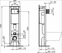 Инсталляция Ideal Standard Prosys Eco Frame M E233267 с унитазом Ideal Standard Exacto Rimless безоб