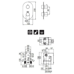 Смеситель NOBILI LV00102CR_WE00102 Термостат для душа