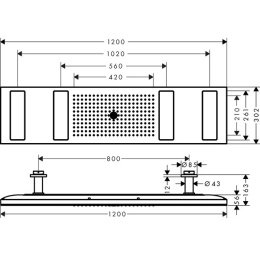 Верхний душ Axor Shower Heaven 10629000,120x30 см, 3 режима струи, с держателем