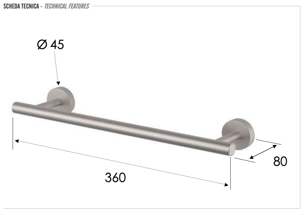 Фото Полотенцедержатель 30 см Remer INOX SSXI40L30, нержавеющая сталь