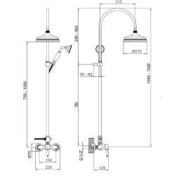 Фото Душевая колонна Margaroli Classica RU1006AA01CR со смесителем, хром